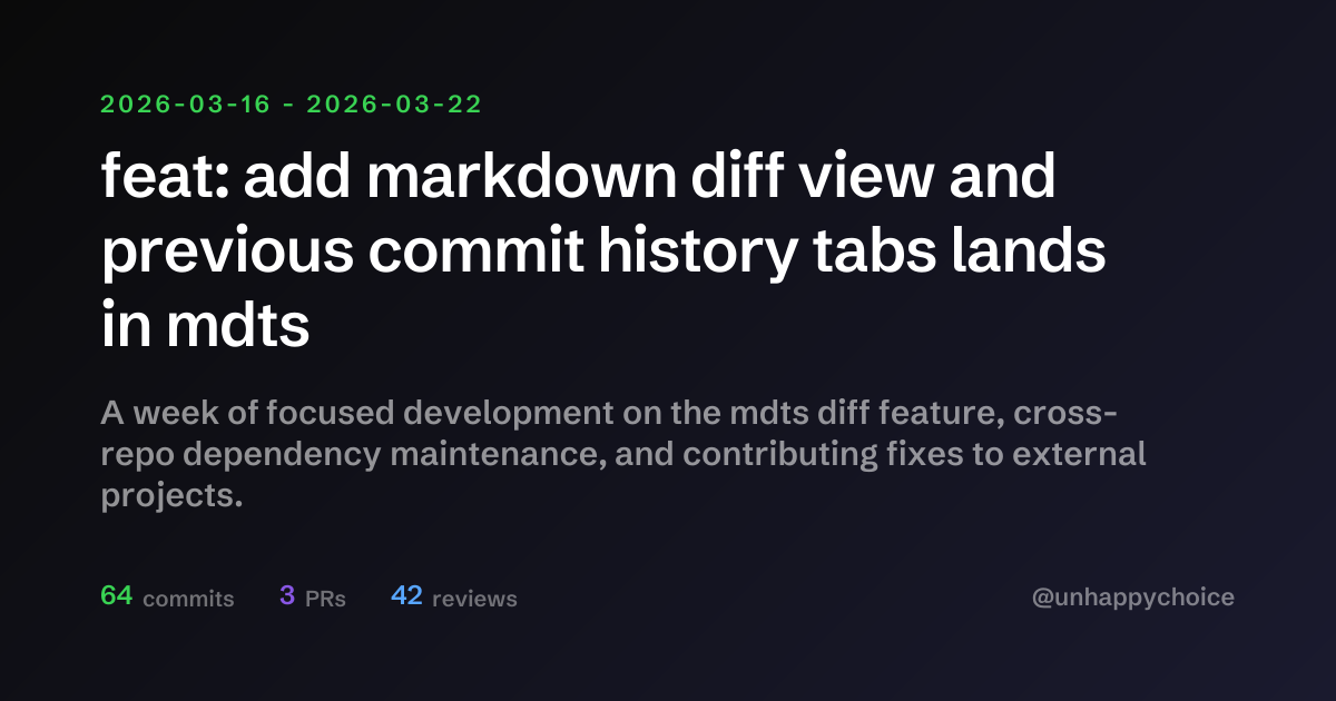feat: add markdown diff view and previous commit history tabs lands in ...